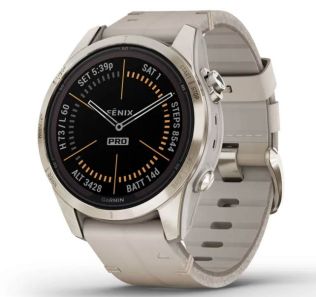 010-02776-30 Garmin Fenix 7S Pro – Sapphire Solar Edition Soft Gold Limestone 010-02776-30