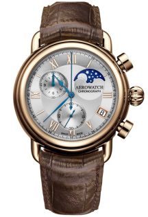 A 78100 RO04 Aerowatch 1942 Moon Phase Chronograph Quartz A 78100 RO04