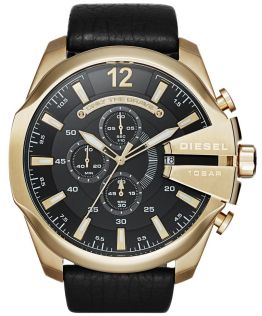 DZ4344 Diesel Mega Chief Chrono Guldfarvet Black Leather DZ4344 - RIP