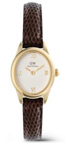 ADW00100891 Daniel Wellington Ophelia Mini Dark Brown Lizard White Guilloché Gold DW00100891