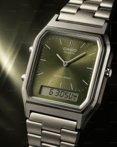 AQ-230A-3AMQYES Casio Vintage Ana-Digi Green Dial 30mm