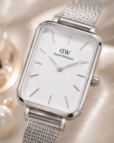 ADW00100438 Daniel Wellington Ladies Rectangular Steel White Mesh 20mm