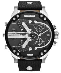 DZ7313 Ekstra stort Diesel herreur - Diesel Mr Daddy 2.0 Black Leather DZ7313