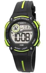 FIBEX76IP007 Sort-grønt digitalt børnesportsur | FIBEX76IP007