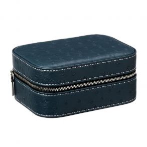 IHS-FP4 IHS FP4 2 Slot Watch Travel Bag Blue Leather Ostrich