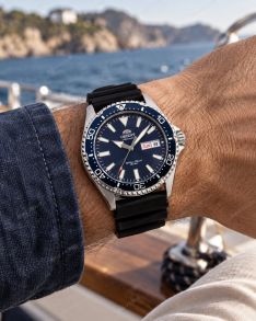 RA-AA0006L Orient Mens 200m Automatic Diver Steel Blue Black Strap 42mm