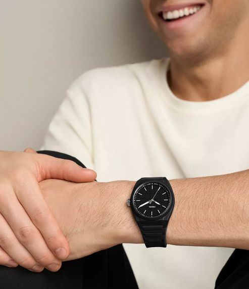 Fossil Mens Black Silicone 42mm