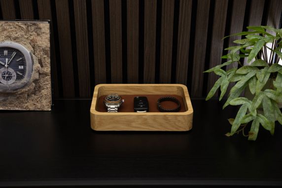 Morelund Small Valet in Natural Wood/Cognac Leather MO4201