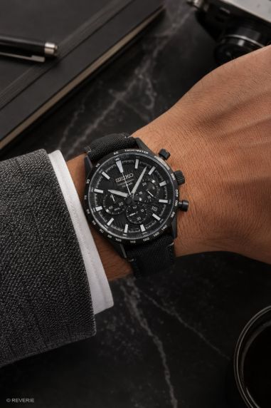 Seiko Mens Chronograph Sapphire Black 43mm